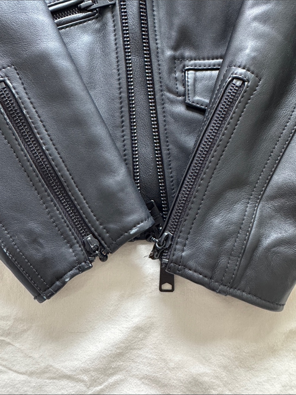 All Saints Black Leather Biker Jacket - Picture 3 of 5